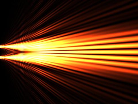 Simulation de la distribution de lumière lors d'interférences après deux fentes. Crédit : http://hotquanta.org/archive/twoslit.html
